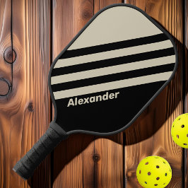Palas De Pickleball Rayas de medianoche deportivas vintage con nombre