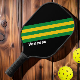 Palas De Pickleball Rayas de Palma Tropicales Retro con Nombre
