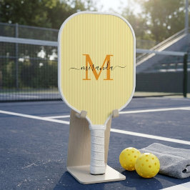 Palas De Pickleball Rayas de Pastel Amarillo con Inicial Personalizada