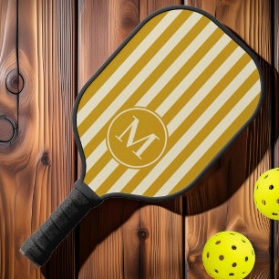 Palas De Pickleball Rayas de Polo de mediados de siglo en Ocre Dorado