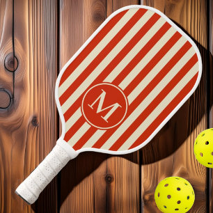 Palas De Pickleball Rayas de Polo de Mediados de Siglo Naranja Sangre 