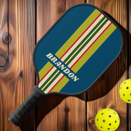 Palas De Pickleball Rayas de Rally de Rugby Retro con Nombre