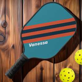 Palas De Pickleball Rayas de Salpicadura de Verde Acuario Retro con No