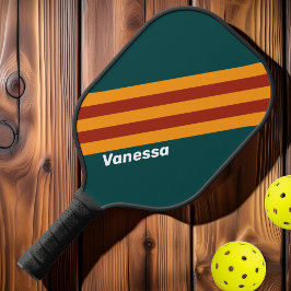 Palas De Pickleball Rayas de Salpicadura de Verde Azulada Oscura Retro