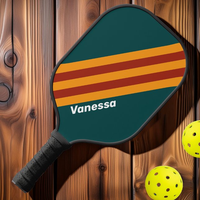 Palas De Pickleball Rayas de Salpicadura de Verde Azulada Oscura Retro (Subido por el creador)
