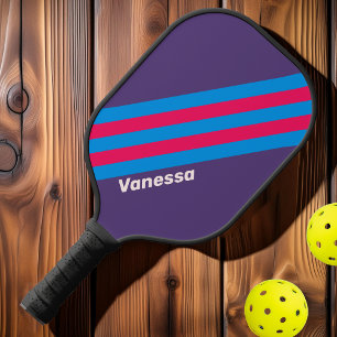 Palas De Pickleball Rayas de Uva Eléctricas Retro con Nombre