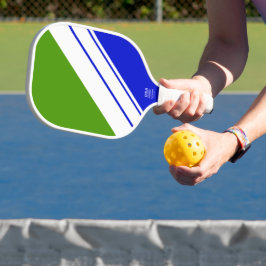 Palas De Pickleball Rayas Deportivas Inclinadas Verdes Azules Blancas 