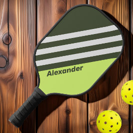 Palas De Pickleball Rayas Desvanecidas Vintage Sport Moss con Nombre