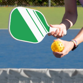 Palas De Pickleball Rayas diagonales blancas anchas verdes brillantes 