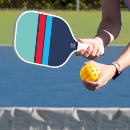 Palas De Pickleball Rayas frescas multicolores azul marino cielo rojo