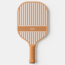 Palas De Pickleball Rayas Marrones Modernas Monograma Personalizado El