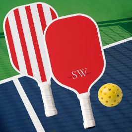 Palas De Pickleball Rayas minimalistas modernas rojas y blancas person