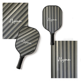 Palas De Pickleball Rayas modernas de humo negro gris Monocromático