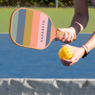 Palas De Pickleball Rayas modernas elegantes tonos tierra personalizad