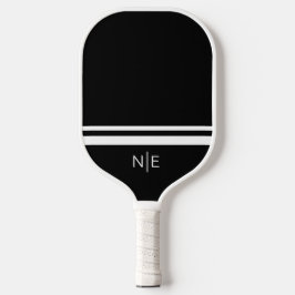 Palas De Pickleball Rayas Modernas Monograma Negro Blanco