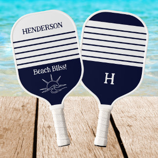 Palas De Pickleball Rayas Náuticas Costeras Monograma de la Marina Pla