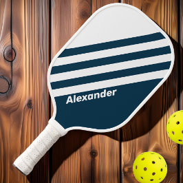 Palas De Pickleball Rayas Navy de Deporte Vintage con Nombre