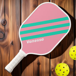 Palas De Pickleball Rayas Nostálgicas Brisa de Playa con Nombre