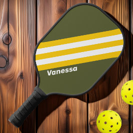 Palas De Pickleball Rayas nostálgicas de miel verde con nombre
