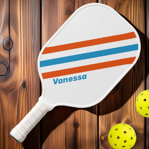 Palas De Pickleball Rayas Nostálgicas de Verano con Nombre