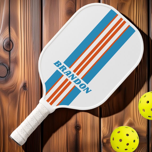 Palas De Pickleball Rayas nostálgicas de verano con nombre (Subido por el creador)