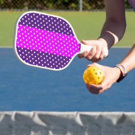 Palas De Pickleball Rayas punteadas rosadas púrpura y ancha vertical