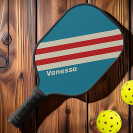 Palas De Pickleball Rayas Retro Acuáticas de Surf con Nombre