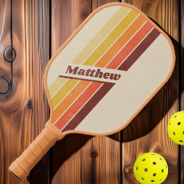 Palas De Pickleball Rayas Retro Angustiado Oscuro con Nombre