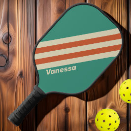 Palas De Pickleball Rayas Retro Atemporales con Nombre