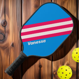 Palas De Pickleball Rayas Retro Blue Crush con Nombre