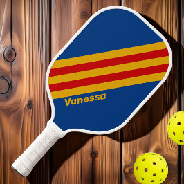 Palas De Pickleball Rayas Retro con Corazón con Nombre