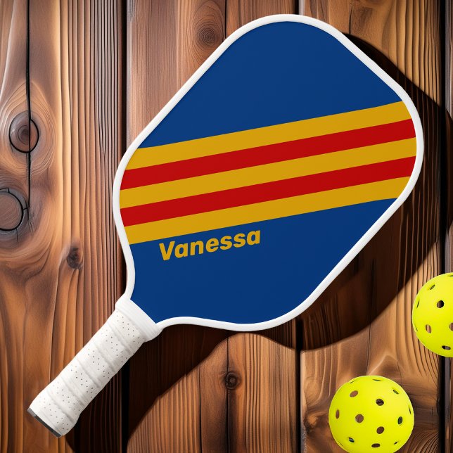 Palas De Pickleball Rayas Retro con Corazón con Nombre (Subido por el creador)