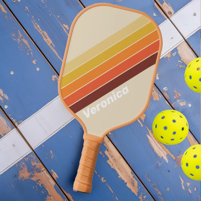 Palas De Pickleball Rayas Retro con Nombre (Subido por el creador)