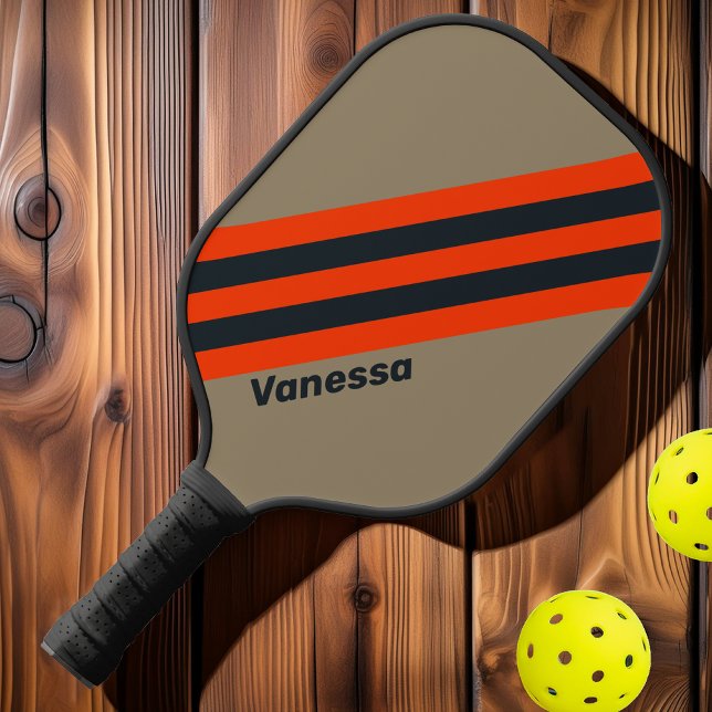Palas De Pickleball Rayas Retro de Pradera del Desierto con Nombre (Subido por el creador)