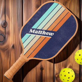 Palas De Pickleball Rayas retro estilo vintage con nombre