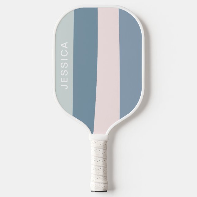 Palas De Pickleball Rayas retro rosa azul minimo moderno (Anverso)