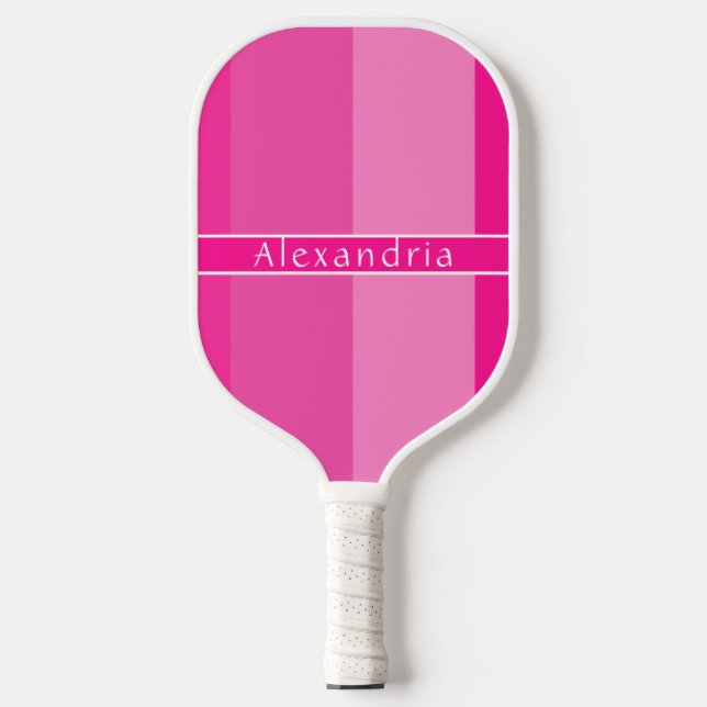 Palas De Pickleball Rayas rosadas calientes personalizadas (Anverso)