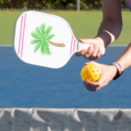 Palas De Pickleball Rayas rosadas del árbol de la palma