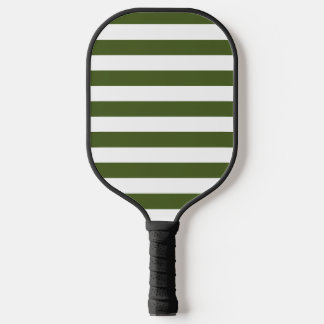 Palas De Pickleball Rayas Verdes Musgo Oscuro y Blanco