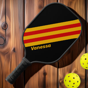 Palas De Pickleball Rayas Vintage de la Ciudad Capital con Nombre