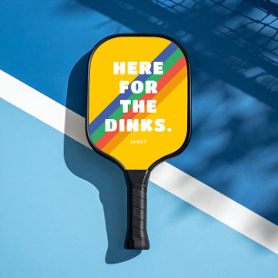 Palas De Pickleball Rayas Vintage sobre Amarillo Dorado Aquí por el Di