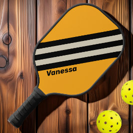 Palas De Pickleball Rayas Zum Zumbido de Abejorro Retro con Nombre