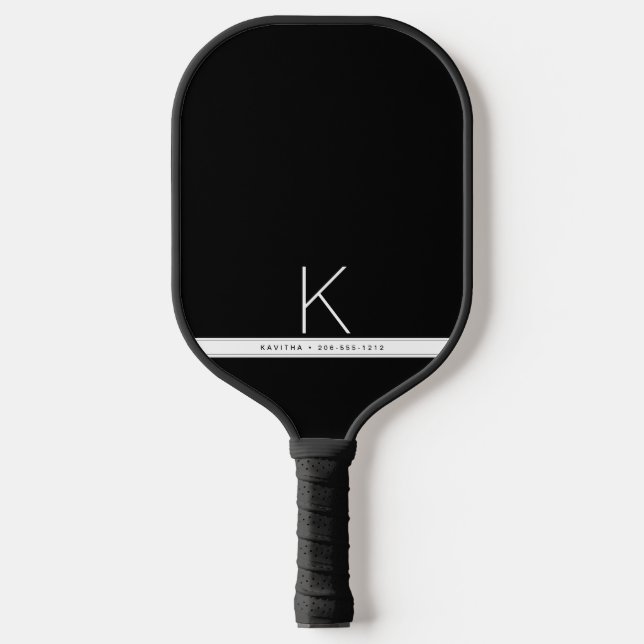 Palas De Pickleball Rayo blanco negro simple monogramado moderno (Anverso)