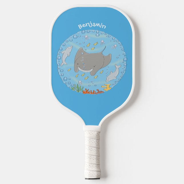 Palas De Pickleball Rayo de manta y burbujas ilustracion personalizado (Anverso)