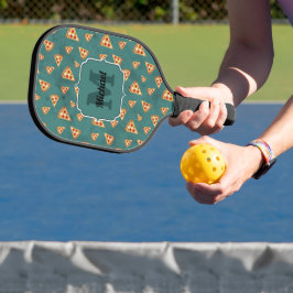 Palas De Pickleball Rebanadas de pizza geniales patrón vintage azul ve