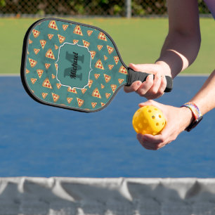 Palas De Pickleball Rebanadas de pizza geniales patrón vintage azul ve