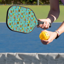 Palas De Pickleball Rectángulos a rayas turquesas