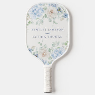Palas De Pickleball Recuerdos de boda de hortensias florales algo azul