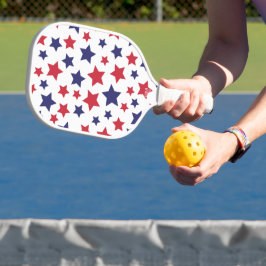 Palas De Pickleball Red and Blue Stars, 4th of July, White Background