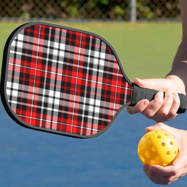 Palas De Pickleball Red Black White Plaid Tartan Pattern Design  (Subido por el creador)